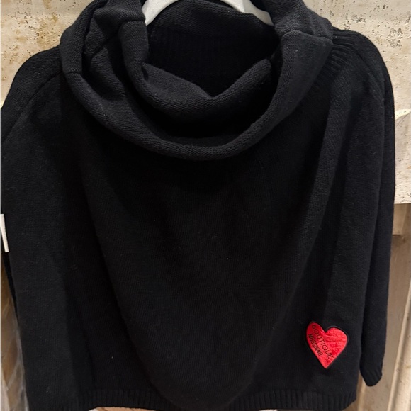 Moschino Black Cowl Neck Sweater with Red Heart Accent - Picture 1 of 5